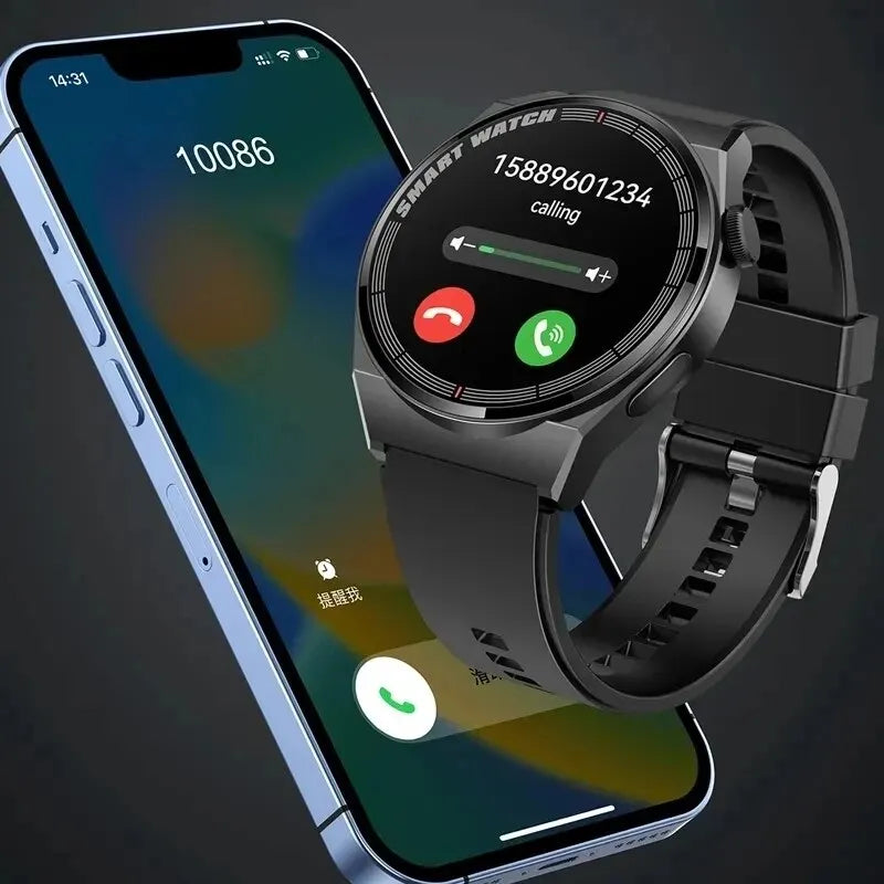 Multi-language smartwatch with leather band,iOS compatible-elegent and versatile